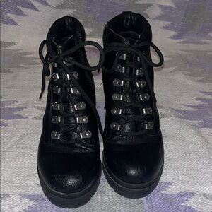 Women's Black Lace-Up Ankle Boots